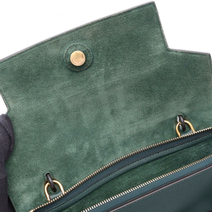 CELINE BELT MINI 手提單肩包 皮革 綠色 二手 女士-5