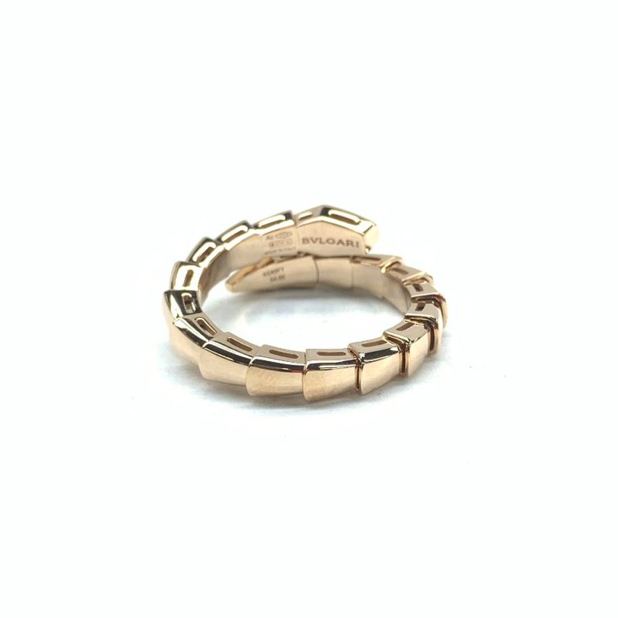 BVLGARI 18K玫瑰金 serpenti 靈蛇 頭尾鑽 54-56碼 24年全套 戒指-2