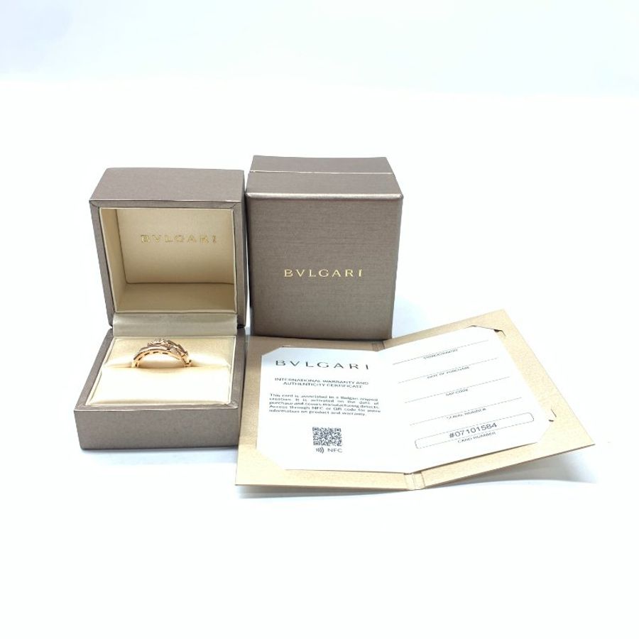 BVLGARI 18K玫瑰金 serpenti 靈蛇 頭尾鑽 54-56碼 24年全套 戒指-4