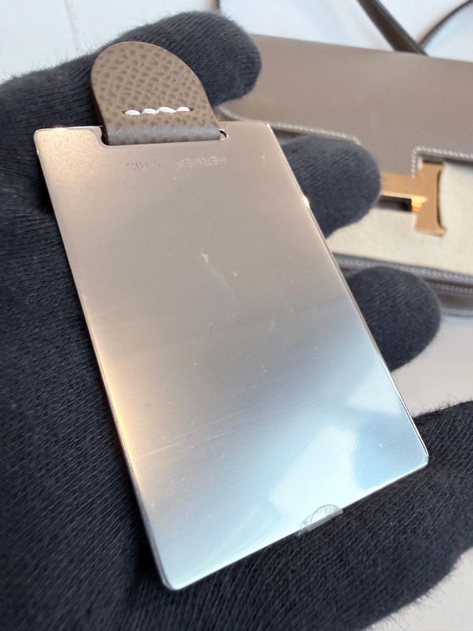 HERMES✨Constance 19 康康包19 Epsom 大象灰金釦 U刻 有鏡子 台灣購證-41