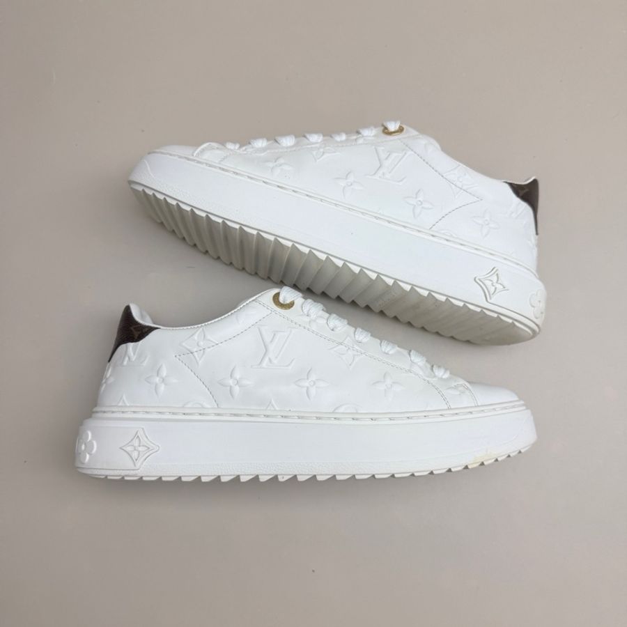 LV/路易威登 白棕老花浮雕松糕鞋 35.5碼-4