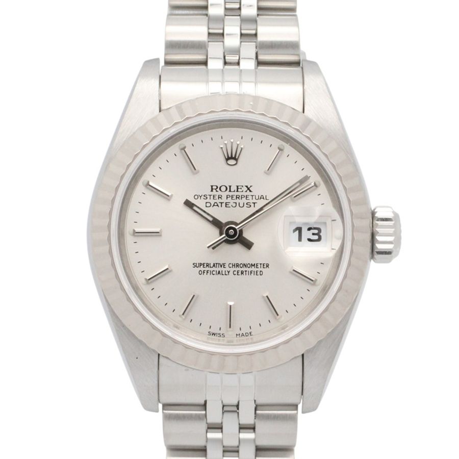 勞力士 Datejust P 系列腕錶,18K 白金(WG)不銹鋼,女士款,銀色條形錶殼,79174。-0