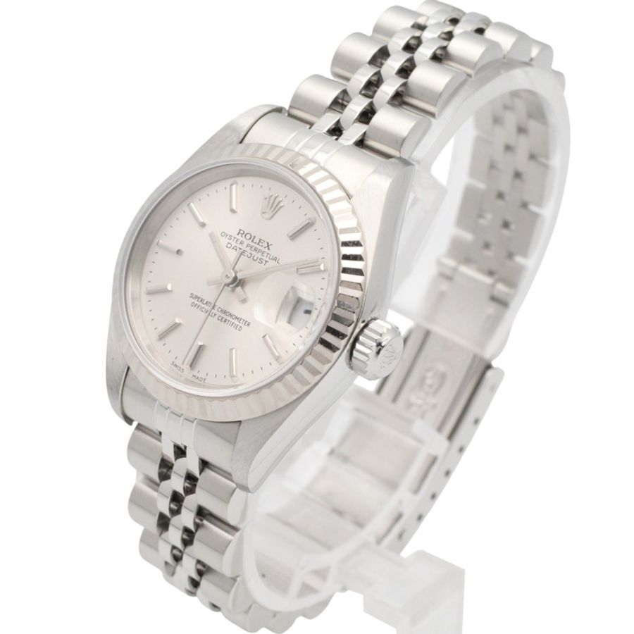 勞力士 Datejust P 系列腕錶,18K 白金(WG)不銹鋼,女士款,銀色條形錶殼,79174。-1