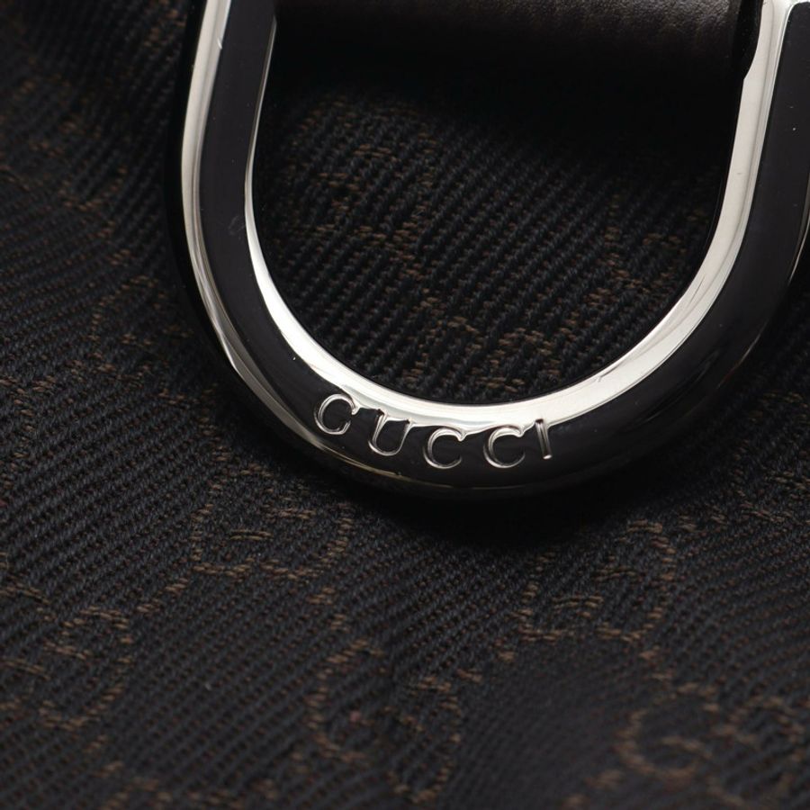 GUCCI GG圖案單肩斜背包 265691 帆布皮革 黑色棕色 二手-6