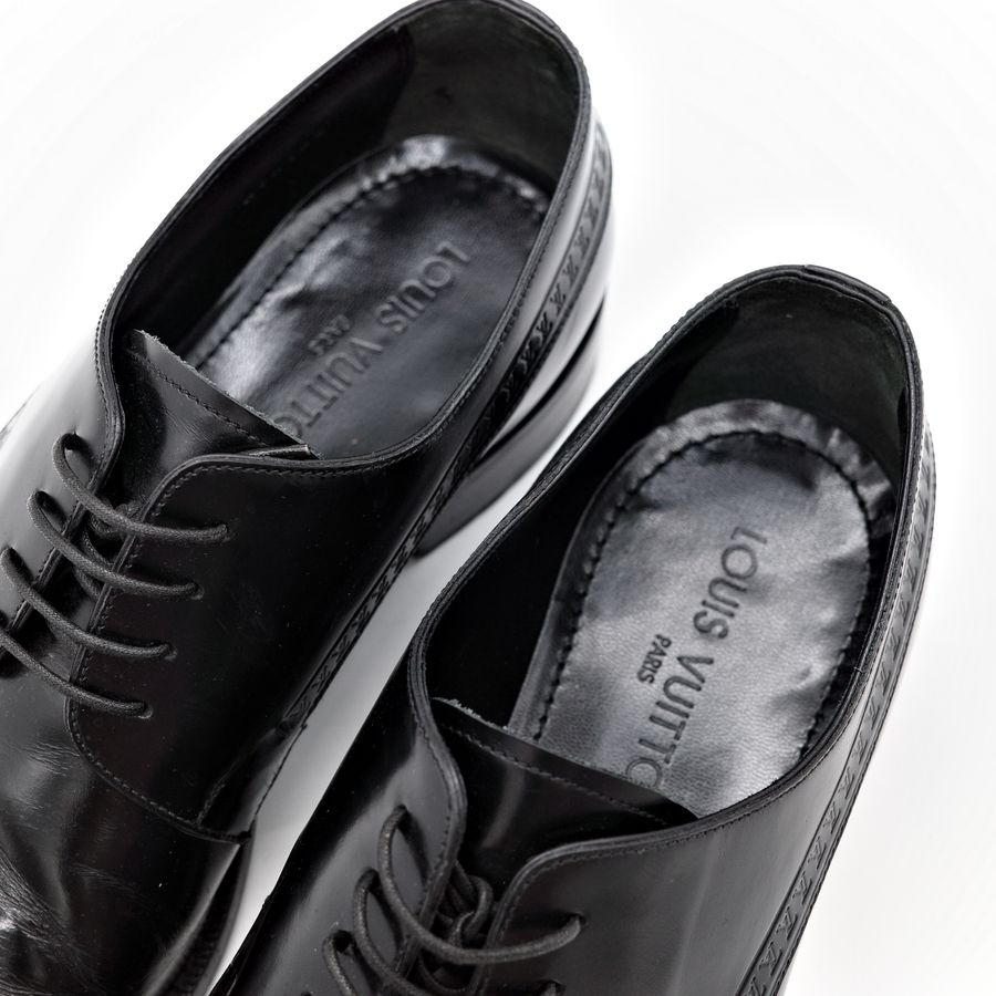 Louis Vuitton 路易威登 LV 黑色 牛皮 經典 尖頭 紳士鞋 皮鞋 男鞋 EU42.5-19