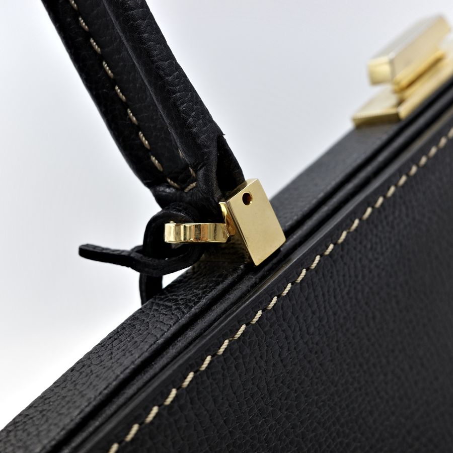 Delvaux 德爾沃 黑色 牛皮 手工 vintage 手提包 handle bag-19