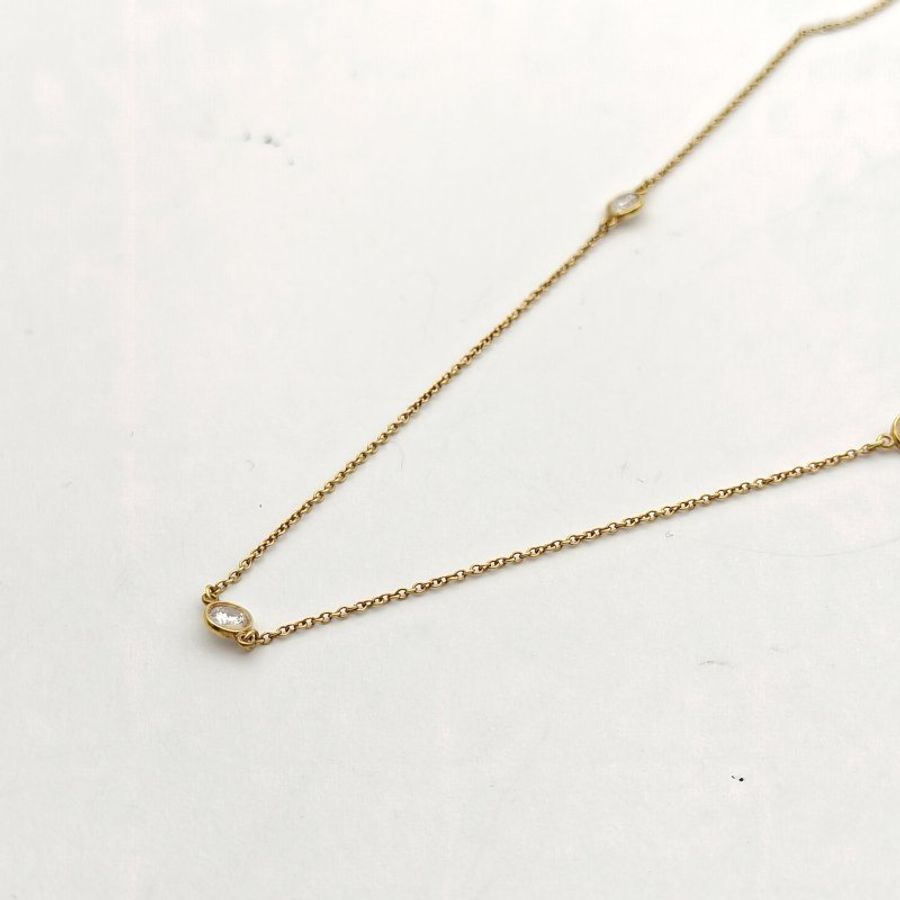 Tiffany & Co. 18K黃金 鑽石 黃金 五鑽 項鍊 18K/-3