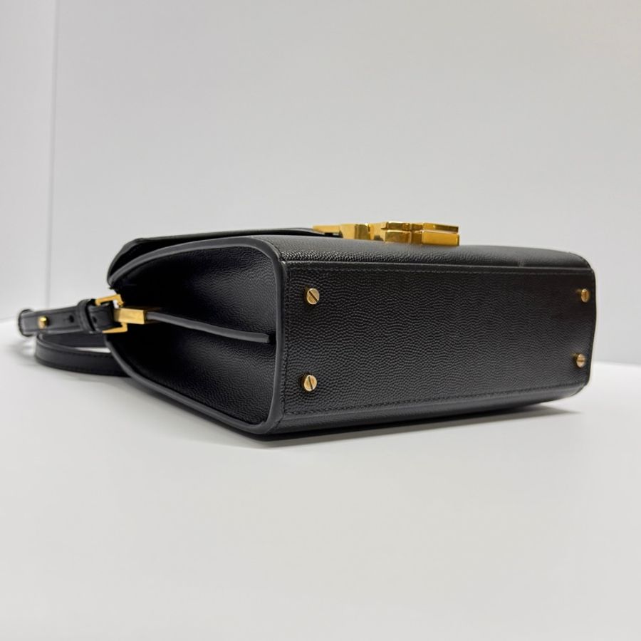 (極新🎁) YSL Cassandra 黑金魚子醬 斜背包 專櫃93700!-12