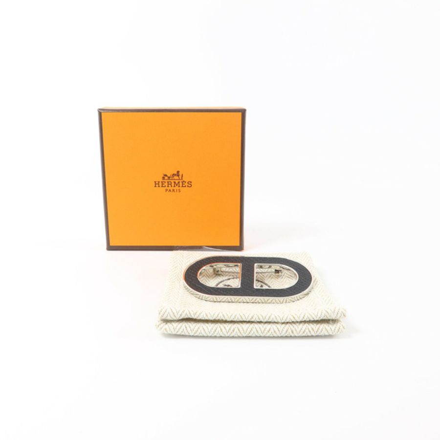 HERMES Epsom皮革/金屬Chaine d'Ancre Brooch胸針-8