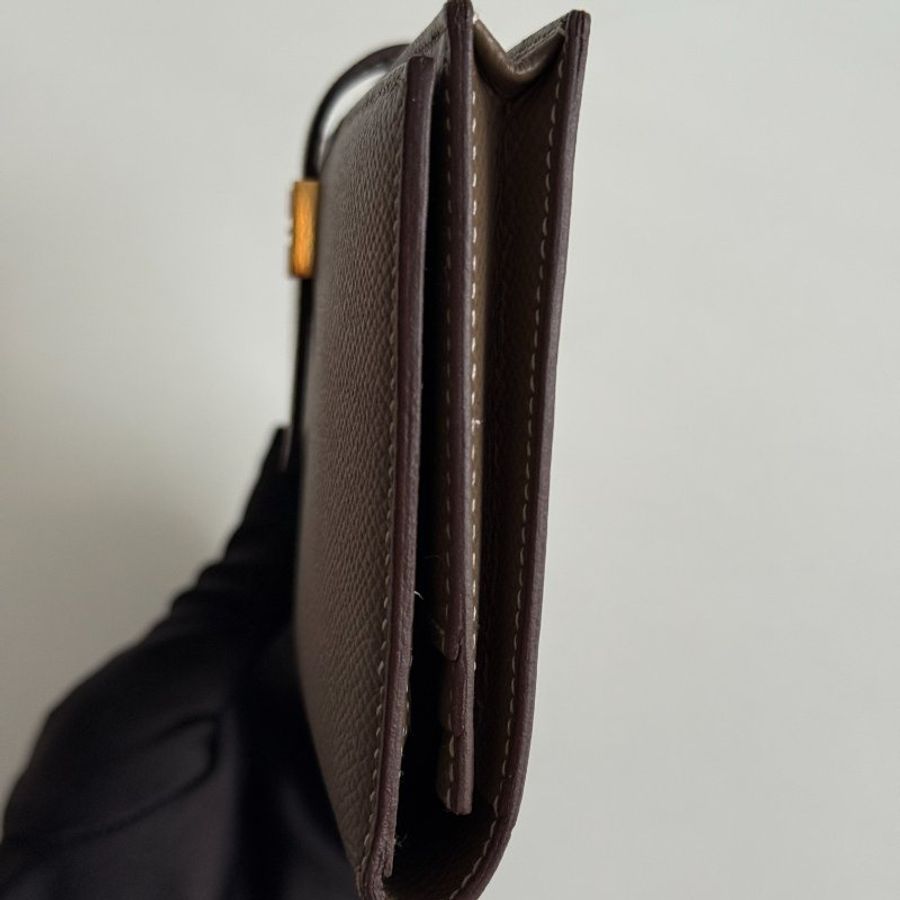 99新🆕 Hermès 愛馬仕 Bearn 長夾 大象灰金釦-10