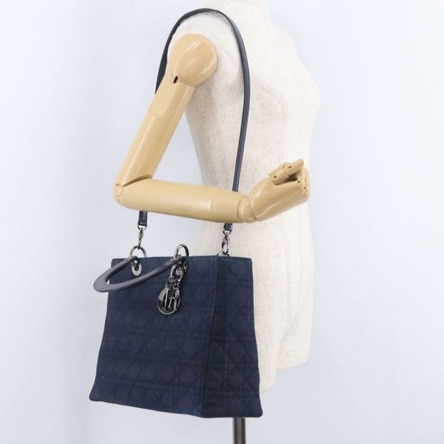 【日本直送】Christian Dior Lady Dior Canage 手提包 牛仔布 2way Blue Silver Auth ka6292V-31
