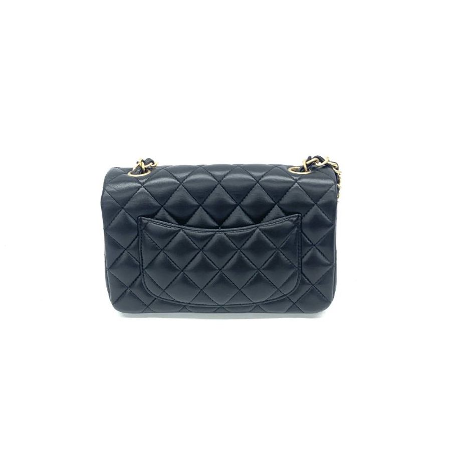 Chanel 黑金 cf 大mini 20開 羊皮 肩背包-1