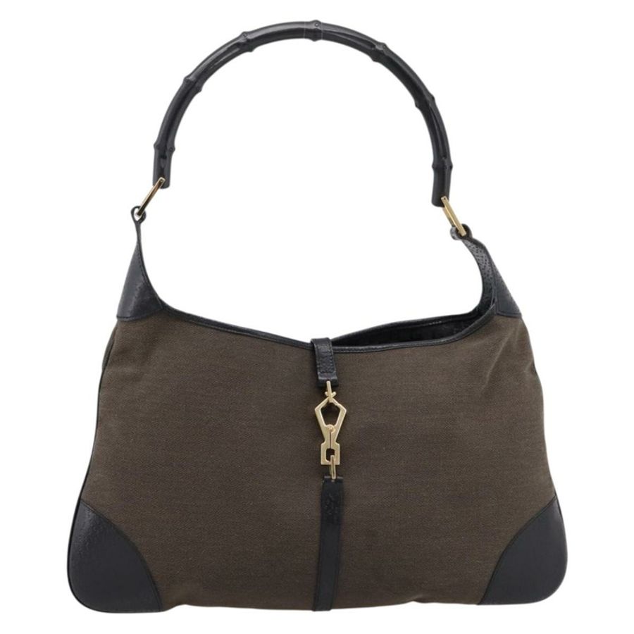 【日本直送】GUCCI 竹節 Jackie 肩背包 帆布 棕色 金色 001 4061 正品 203473V-12