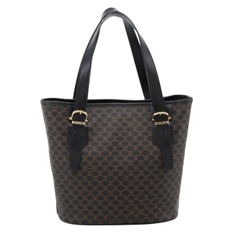 【日本直送】CELINE Macadam帆布手提包 PVC皮革 黑色 金色 正品 201262V-1