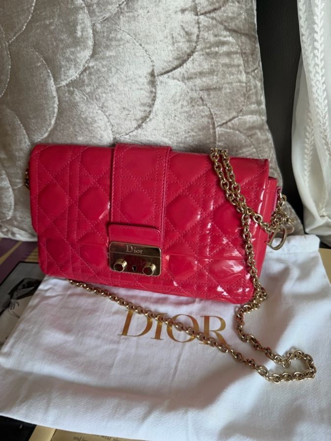 迪奧 包 斜挎包 腋下包 後背包 粉紅色 Dior miss dior chain bag Dior miss dior Promenade bag 粉紅色漆皮-8