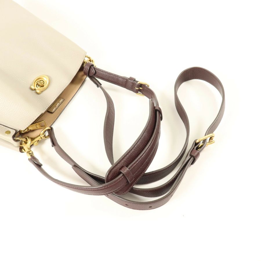 COACH 牛皮皮革Shoulder Bag金扣手挽肩背兩用袋-8
