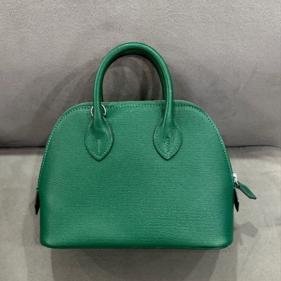 🌈Hermes💚Mini Bolide💚寶石綠銀扣🌈有單(有購買證)🌟全新閑置🌈山羊皮🌟Stamp W🌟有盒💚minibolide🌟bolide🌟愛馬仕🌟-1