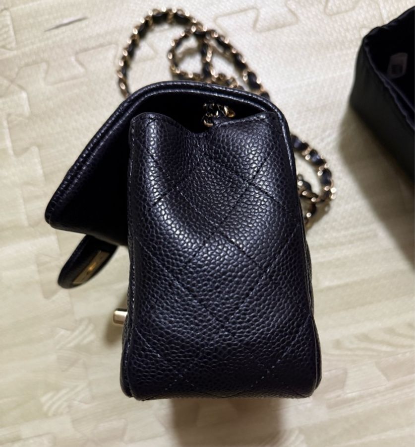 香奈兒 25開荔枝牛皮方胖 有購證影本 Chanel 側背包-5