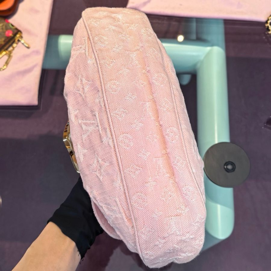 Lv 路易威登 粉色丹寧元寶包單肩包斜挎包 有原裝延長肩帶-4