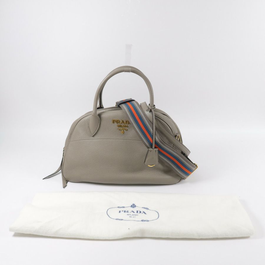 PRADA 牛皮皮革Nero Vitello Daino Bag手挽肩背兩用袋-18