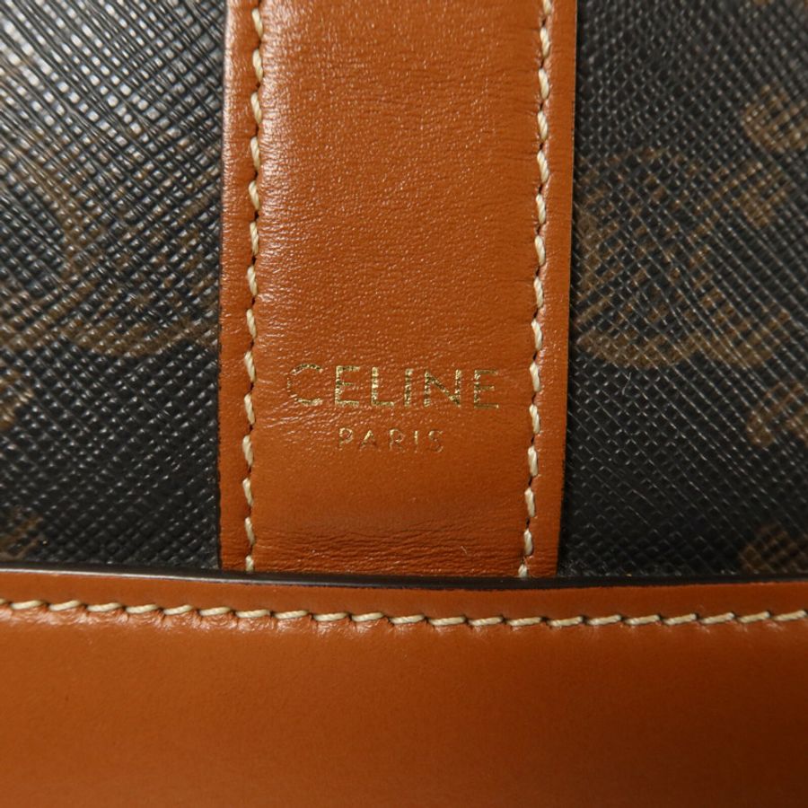 CELINE 塗層帆布Triomphe Bucket Medium肩背袋-5