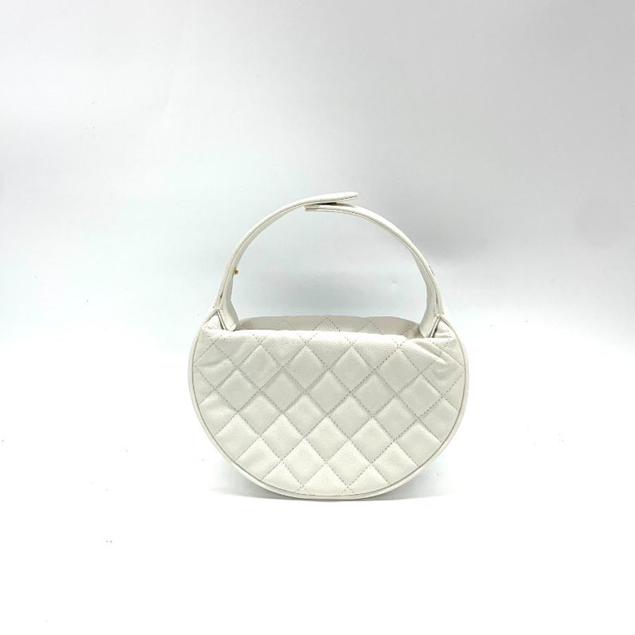 Chanel 白色 24S 呼啦圈 蝴蝶結 晶片 手提包-1