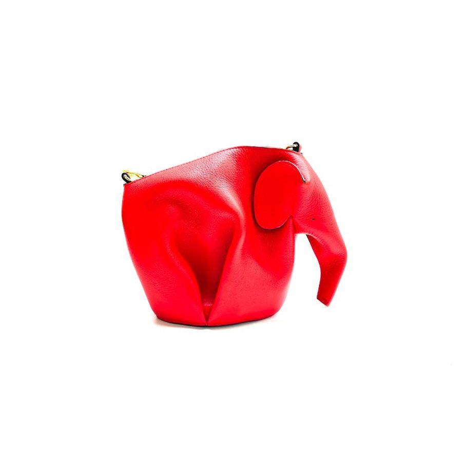 LOEWE 小象包 動物 紅色 牛皮 金扣 肩背包-2