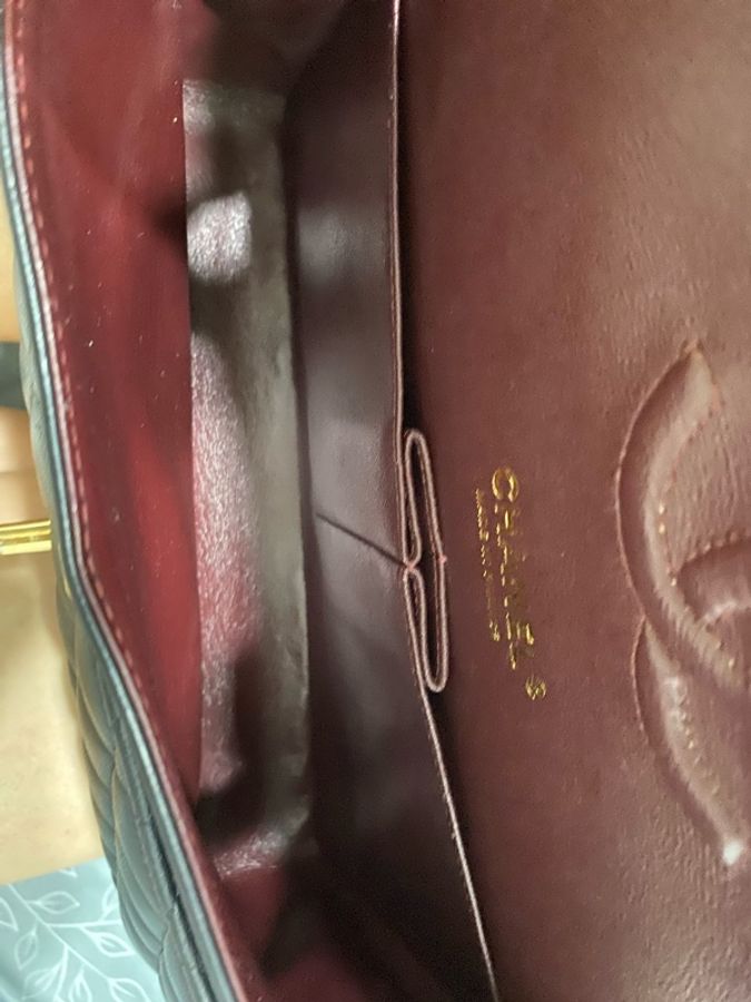 Chanel CF25黑金羊皮雙蓋鏈條包-12