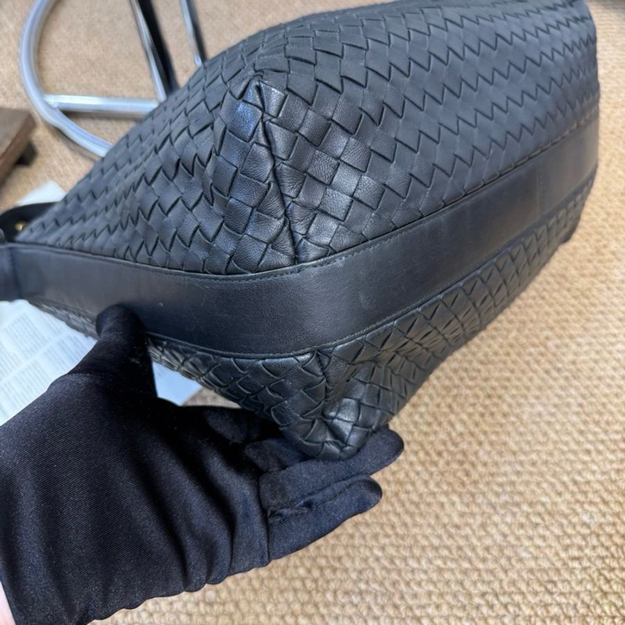 Bottega Veneta 葆碟家 BV經典全皮黑色hobo單肩斜挎 肩帶可調節-6