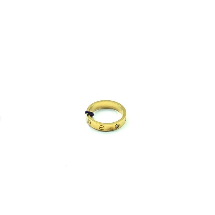 Cartier 卡地亞 18K黃金 love 窄版 單鑽 54碼 戒指-2