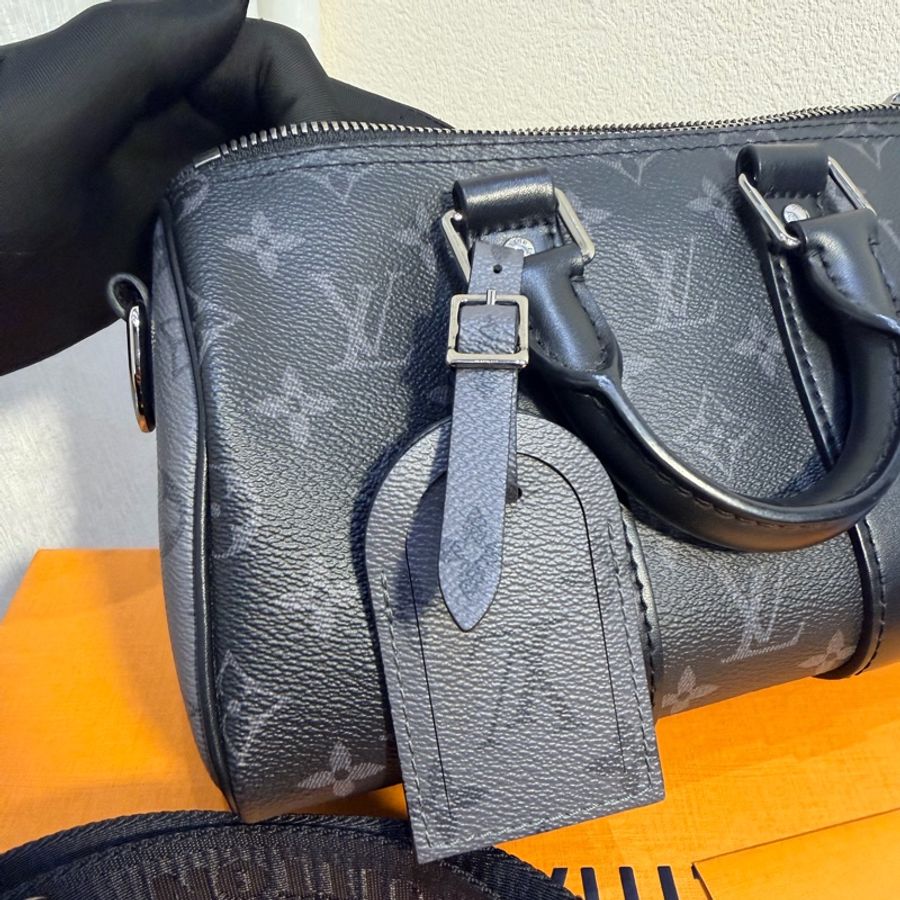 LV keepall 25 黑灰老花-1