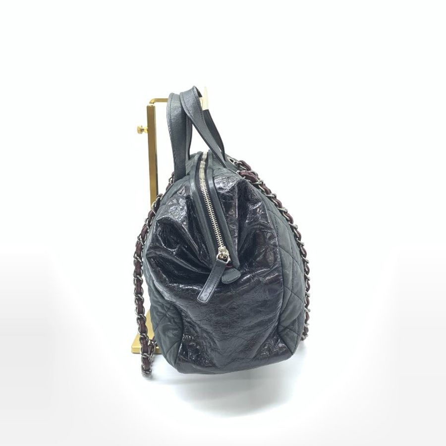 Chanel 黑 保齡球 tote 14開 肩背包-3